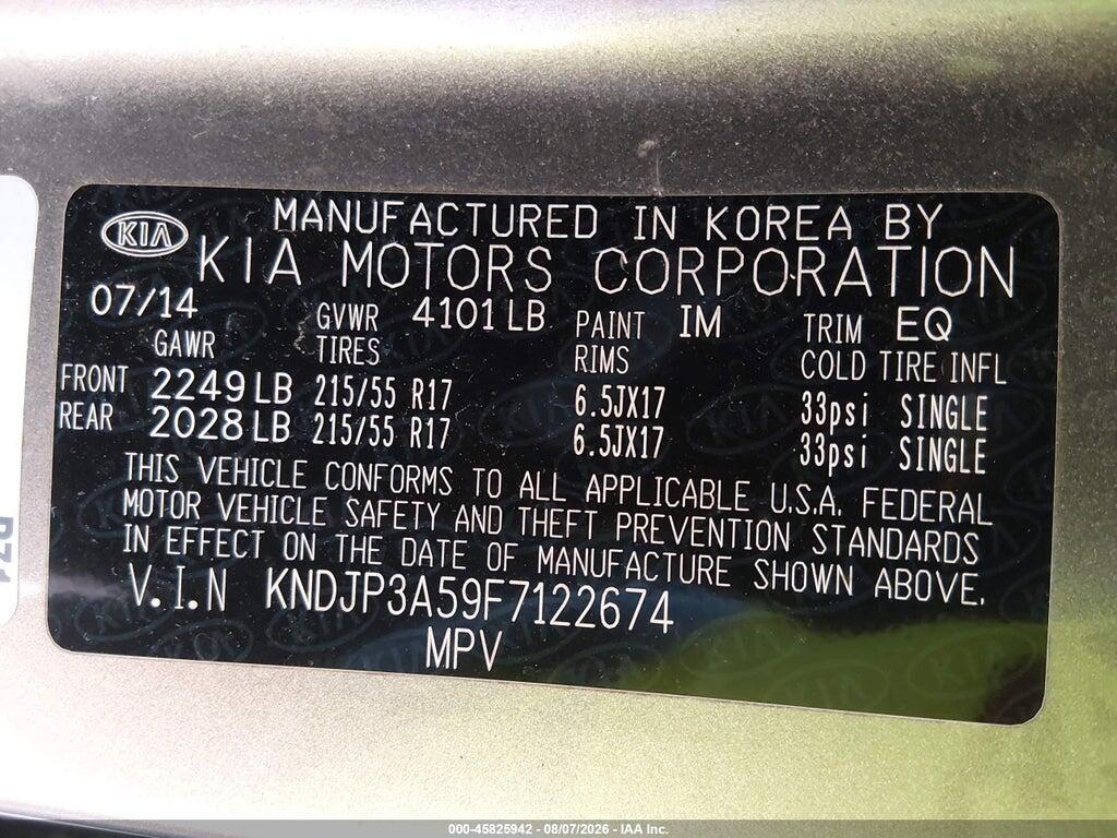 KNDJP3A59F7122674 2015 KIA SOUL photo no. 9
