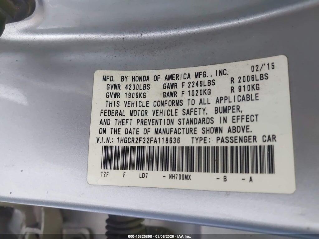 1HGCR2F32FA118636 2015 HONDA ACCORD photo no. 9