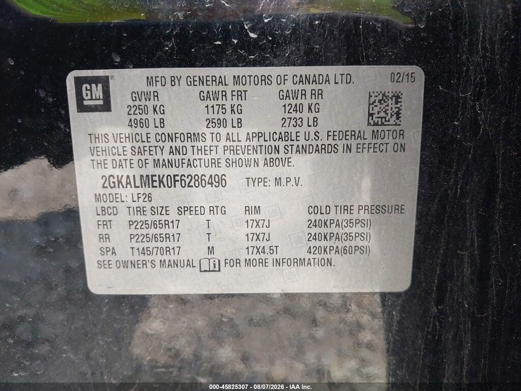 2GKALMEK0F6286496 2015 GMC TERRAIN photo no. 9