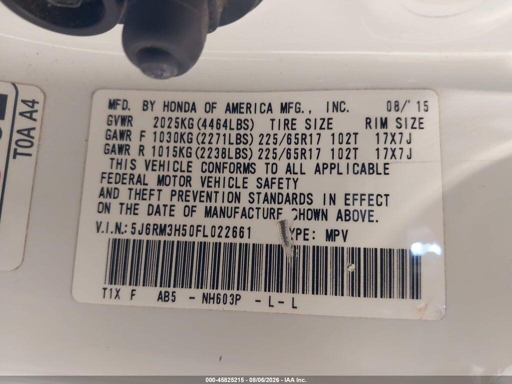 5J6RM3H50FL022661 2015 HONDA CR-V photo no. 9