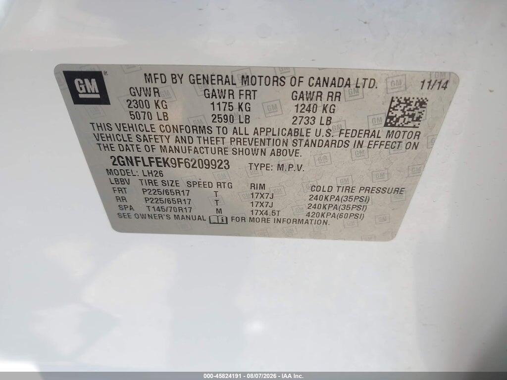 2GNFLFEK9F6209923 2015 CHEVROLET EQUINOX photo no. 9