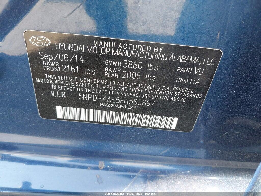 5NPDH4AE5FH583897 2015 HYUNDAI ELANTRA photo no. 9