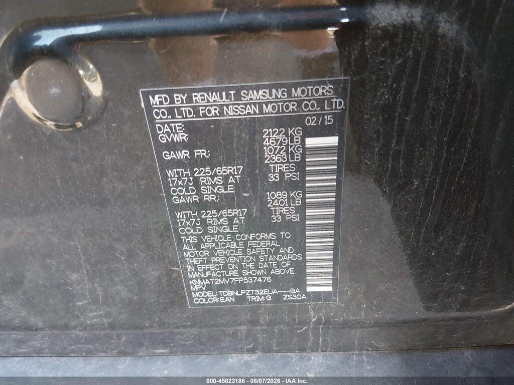 KNMAT2MV7FP537476 2015 NISSAN ROGUE photo no. 9