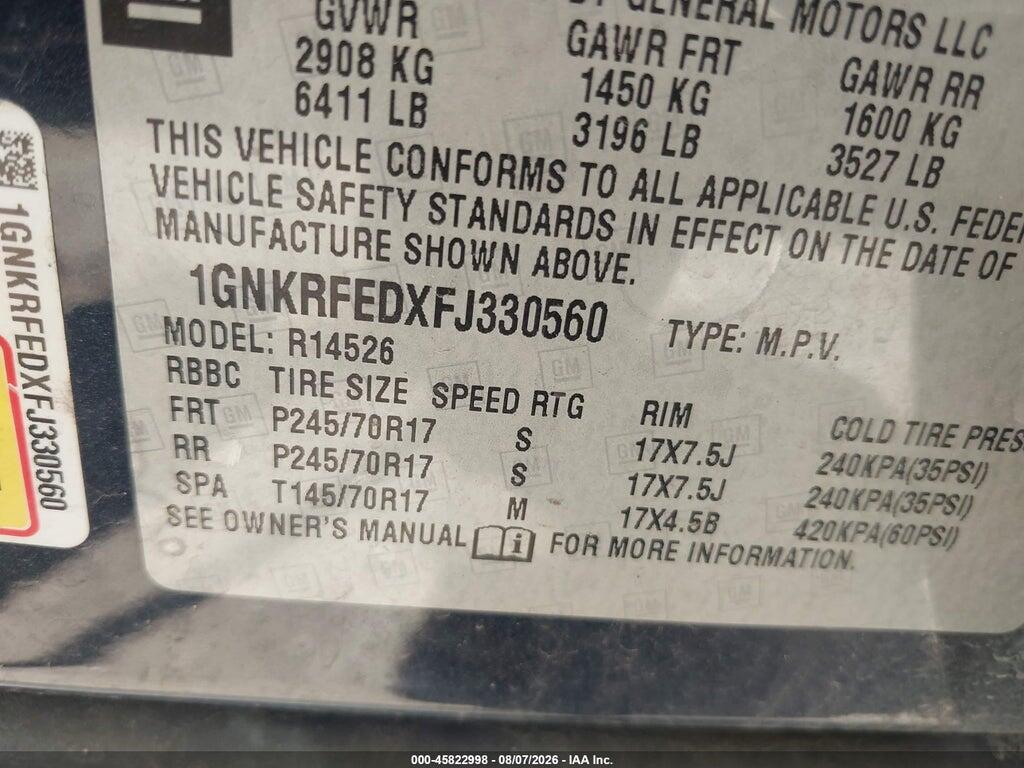 1GNKRFEDXFJ330560 2015 CHEVROLET TRAVERSE photo no. 9