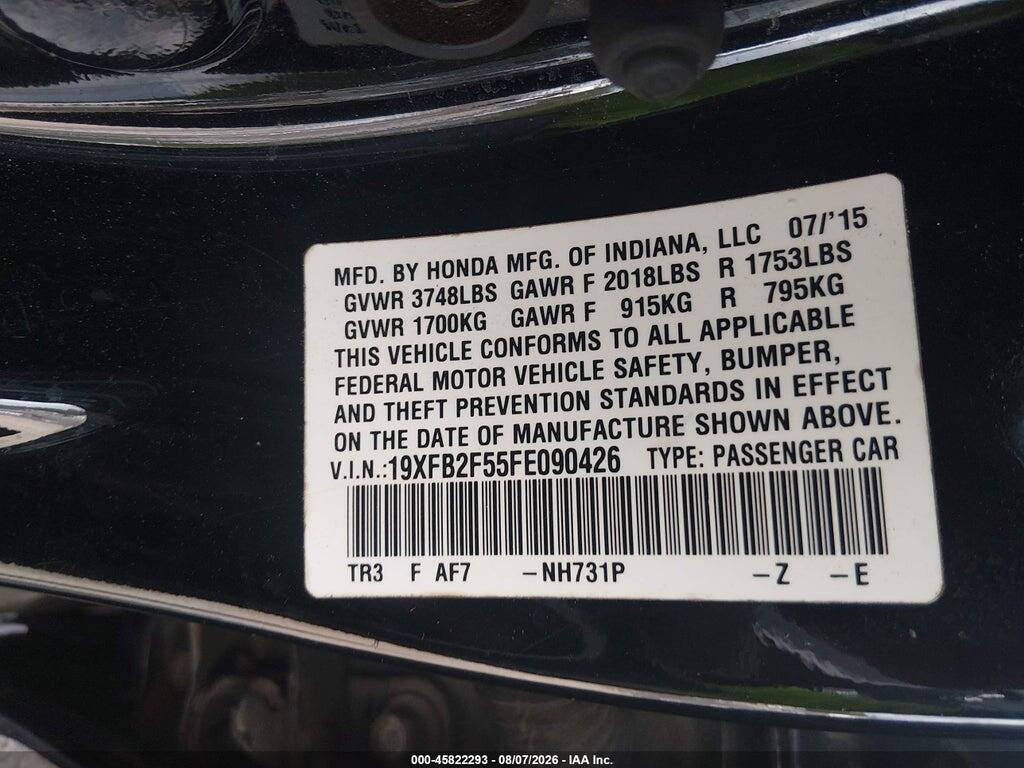 19XFB2F55FE090426 2015 HONDA CIVIC photo no. 9