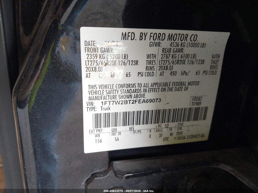 1FT7W2BT2FEA69073 2015 FORD F-250 photo no. 9