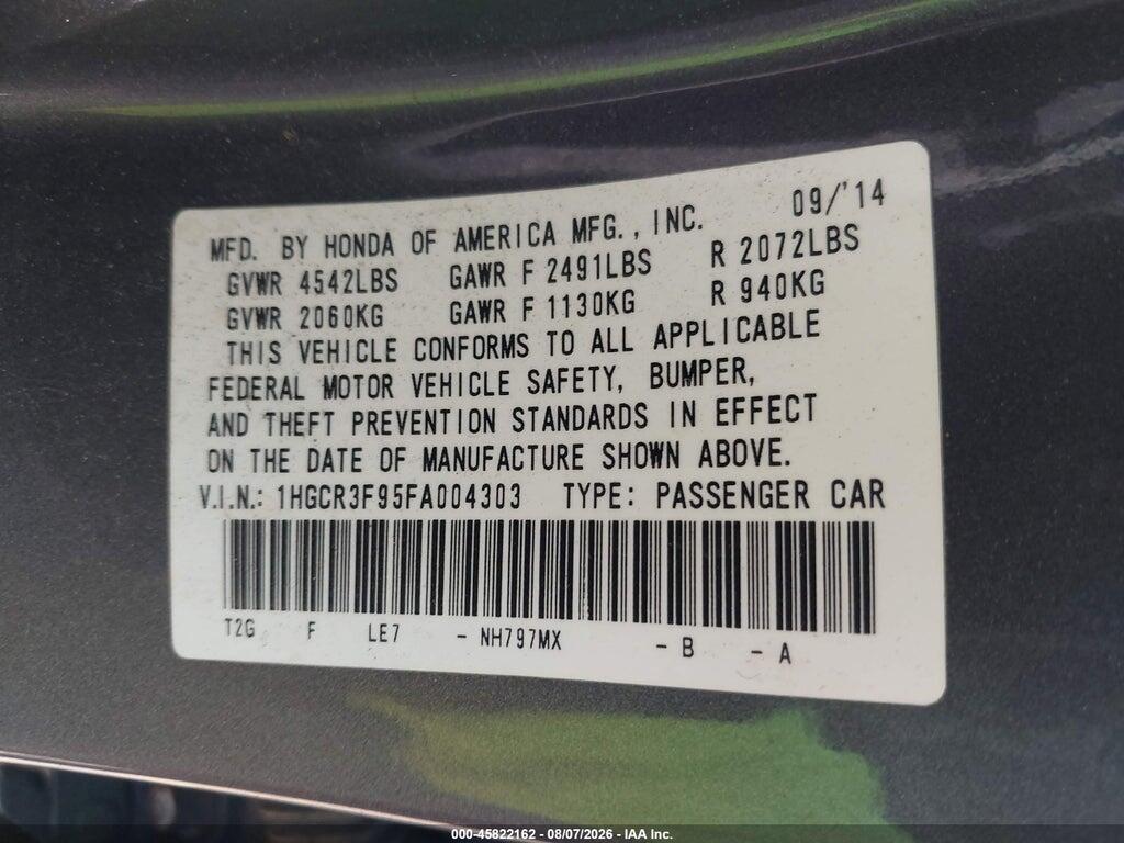 1HGCR3F95FA004303 2015 HONDA ACCORD photo no. 9