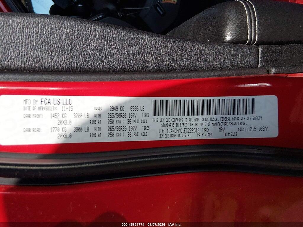 1C4RDHAG1FC222513 2015 DODGE DURANGO photo no. 9