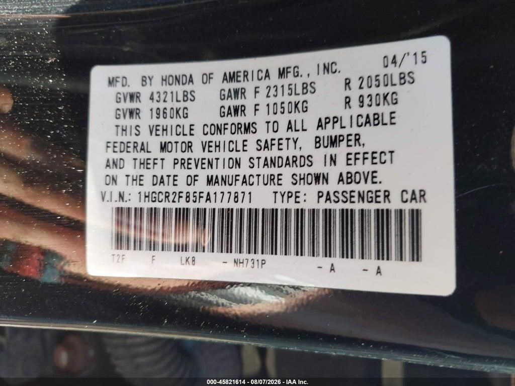 1HGCR2F85FA177871 2015 HONDA ACCORD photo no. 9