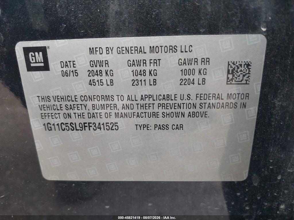 1G11C5SL9FF341525 2015 CHEVROLET MALIBU photo no. 9