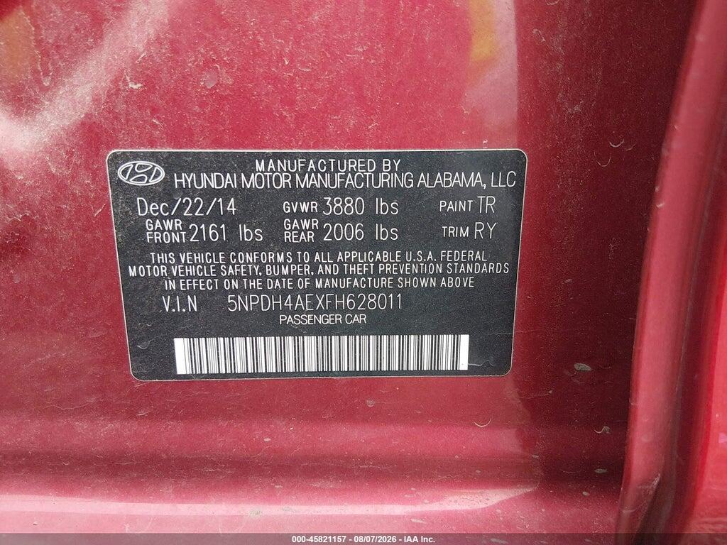 5NPDH4AEXFH628011 2015 HYUNDAI ELANTRA photo no. 9