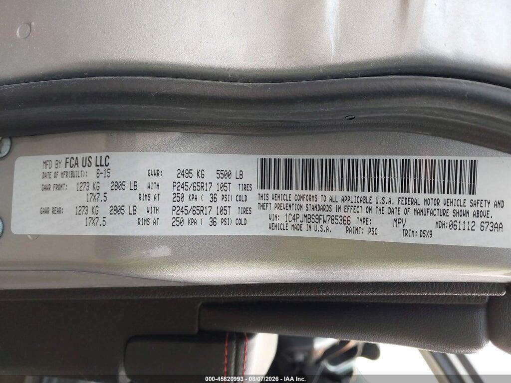 1C4PJMBS9FW785366 2015 JEEP CHEROKEE photo no. 9