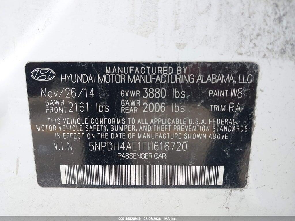 5NPDH4AE1FH616720 2015 HYUNDAI ELANTRA photo no. 9