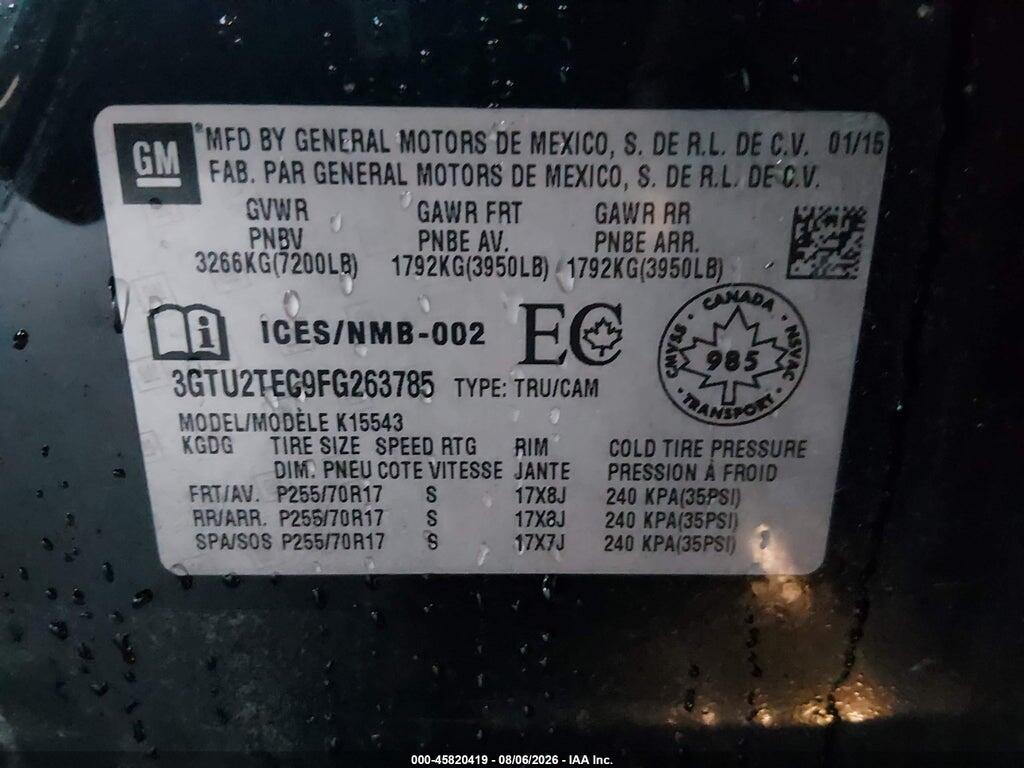 3GTU2TEC9FG263785 2015 GMC SIERRA 1500 photo no. 8