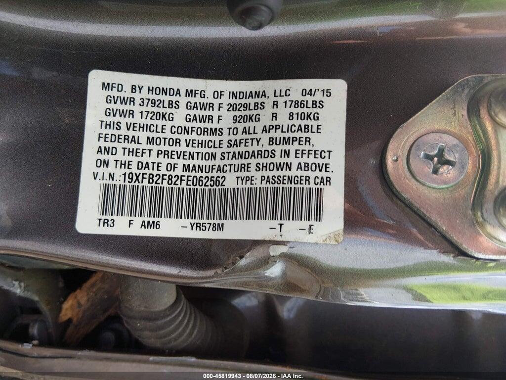 19XFB2F82FE062562 2015 HONDA CIVIC photo no. 9
