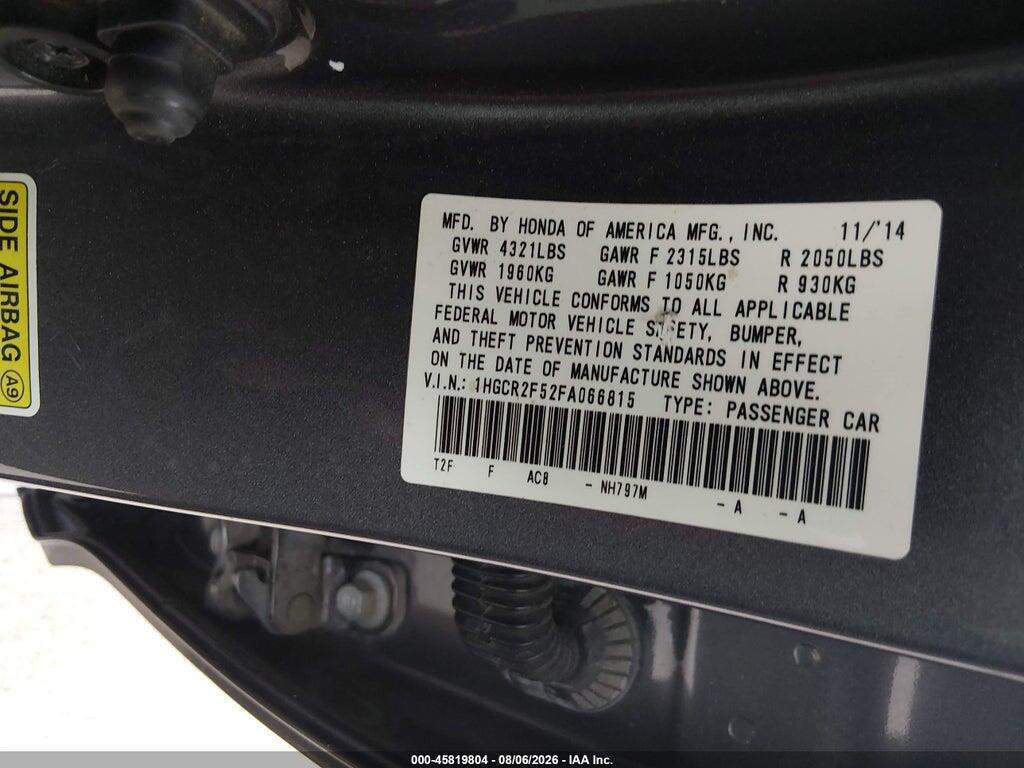 1HGCR2F52FA066815 2015 HONDA ACCORD photo no. 9