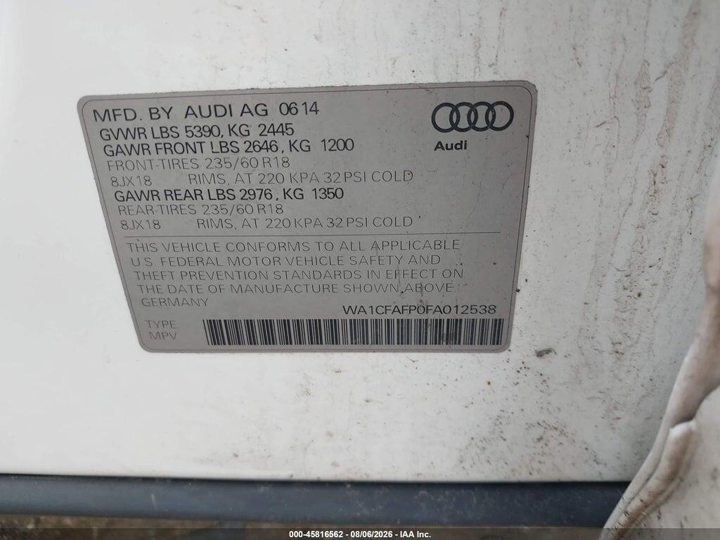WA1CFAFP0FA012538 2015 AUDI Q5 photo no. 9