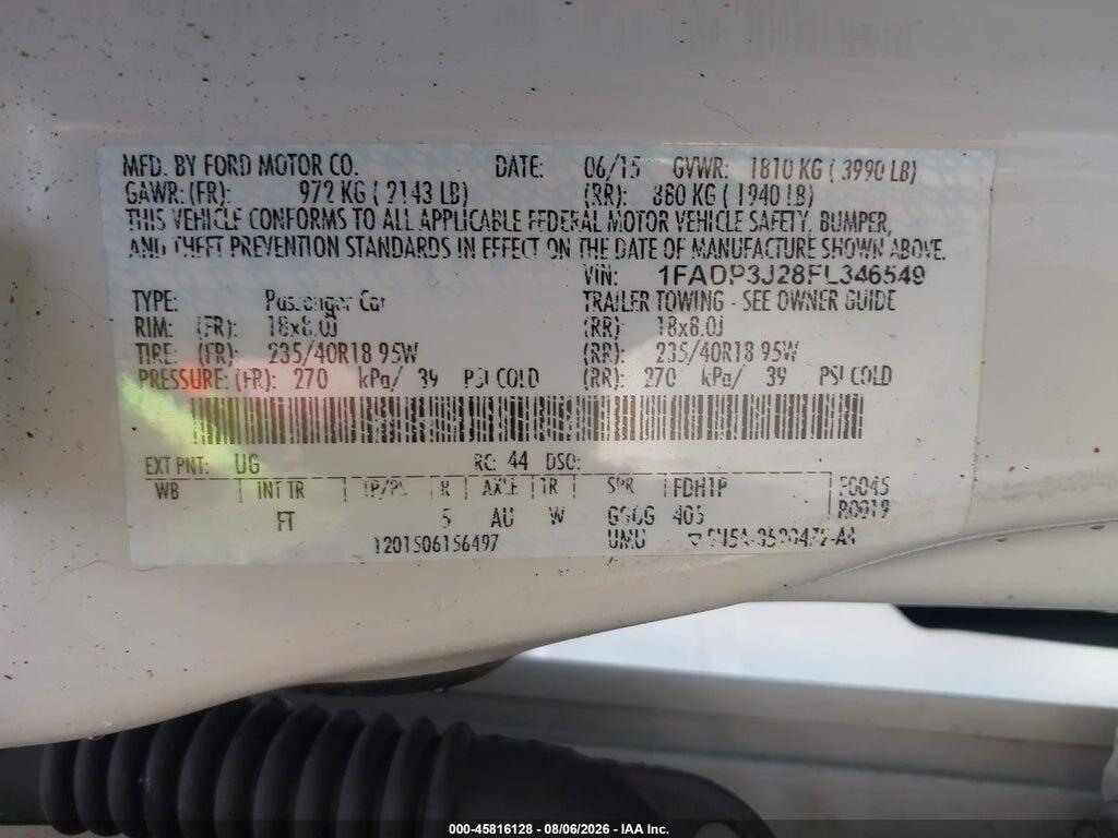 1FADP3J28FL346549 2015 FORD FOCUS photo no. 9