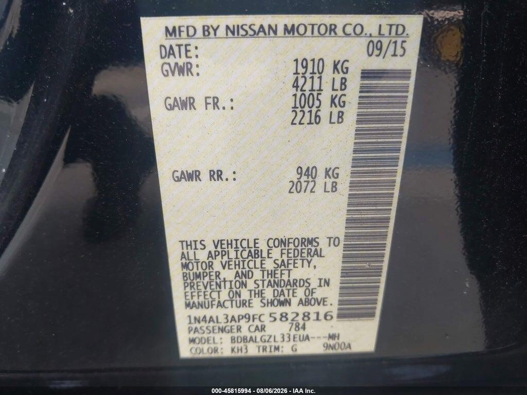1N4AL3AP9FC582816 2015 NISSAN ALTIMA photo no. 9