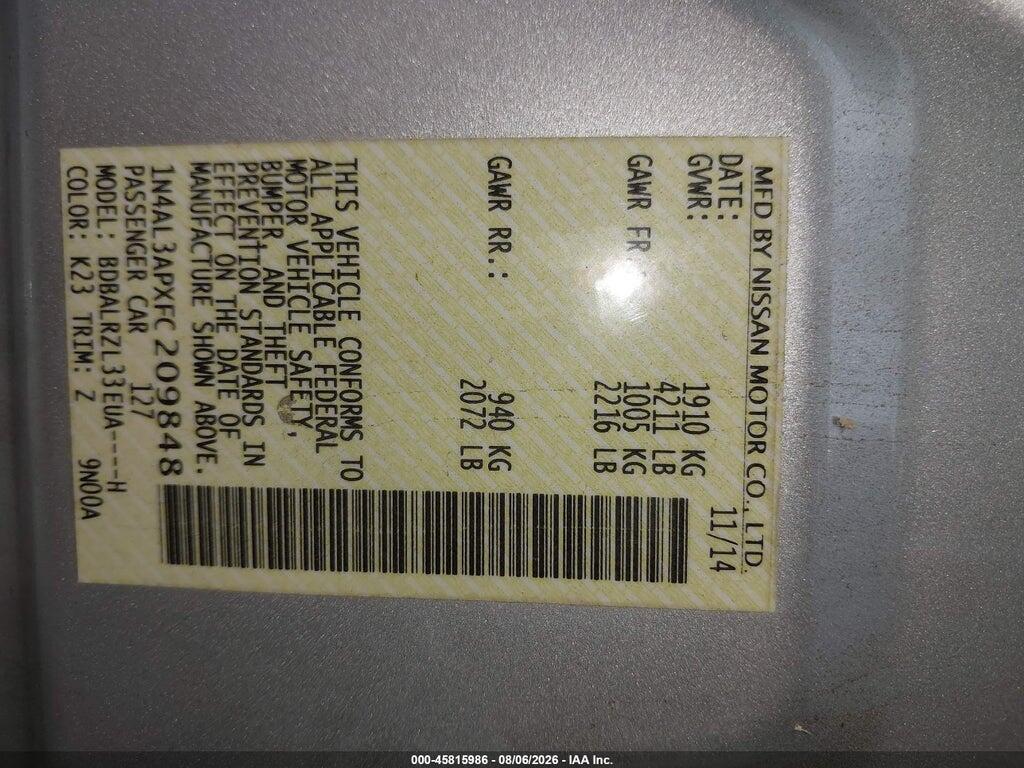 1N4AL3APXFC209848 2015 NISSAN ALTIMA photo no. 9