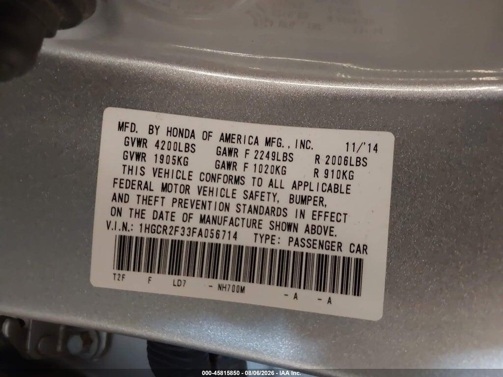 1HGCR2F33FA056714 2015 HONDA ACCORD photo no. 9