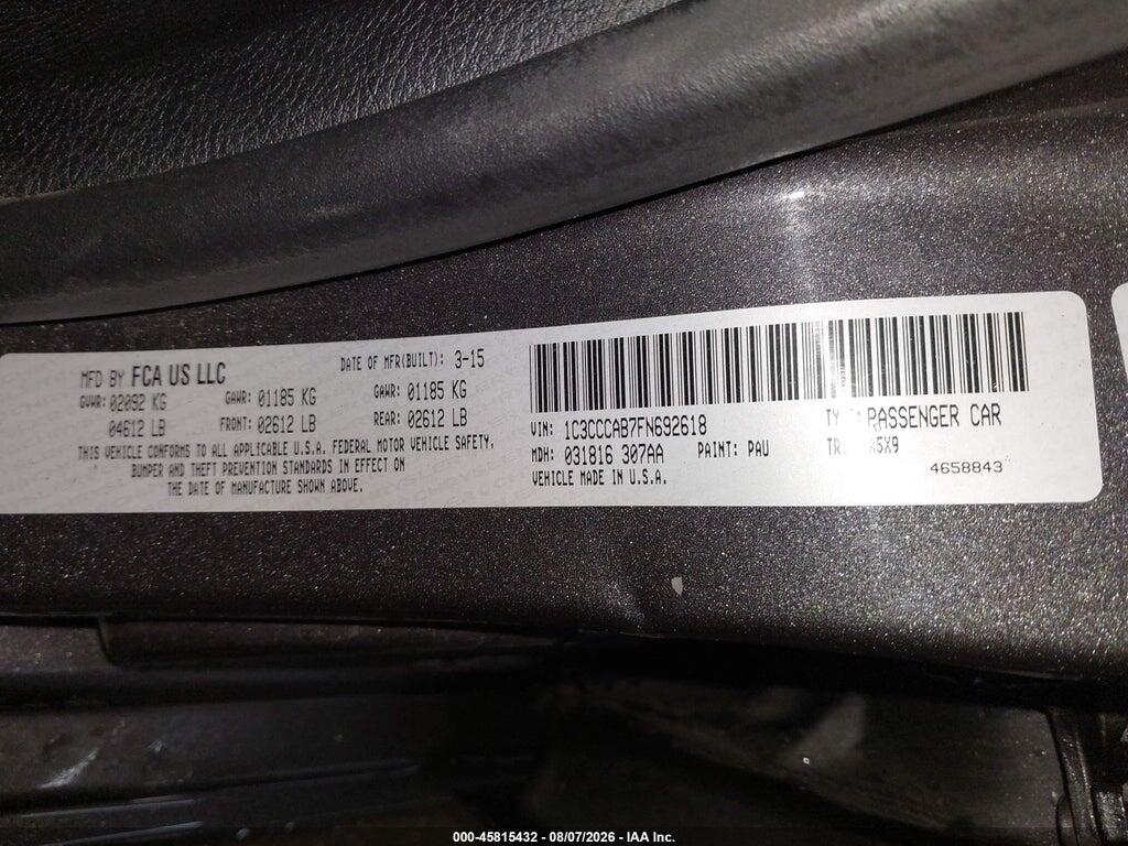 1C3CCCAB7FN692618 2015 CHRYSLER 200 photo no. 9