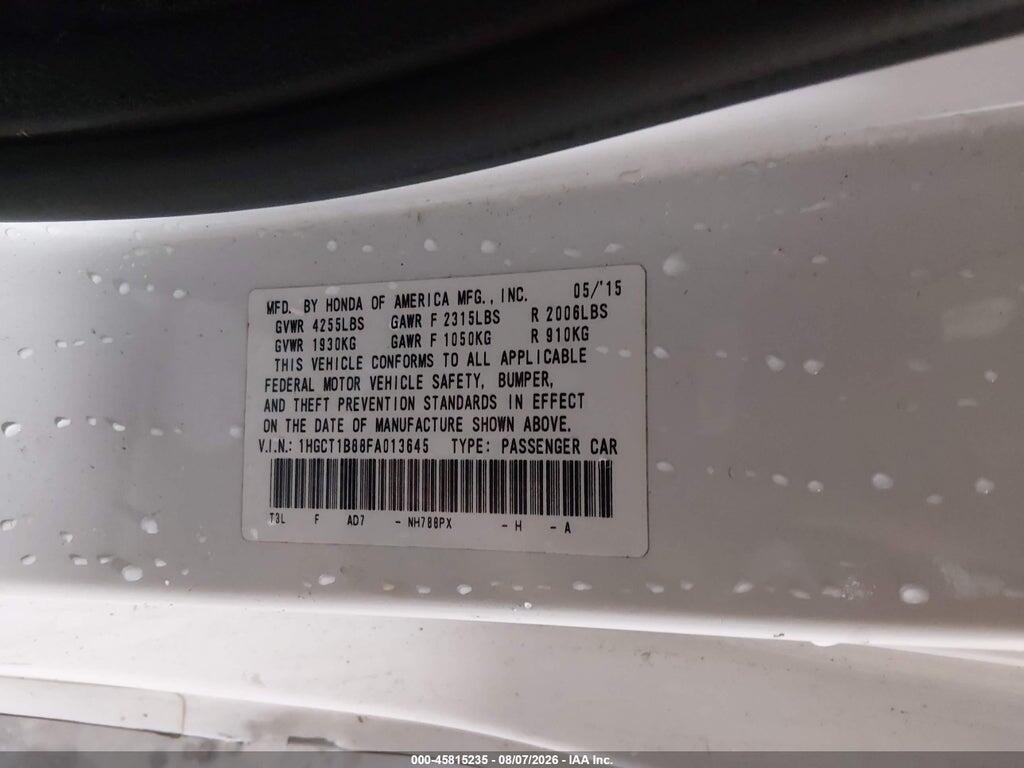 1HGCT1B88FA013645 2015 HONDA ACCORD photo no. 9