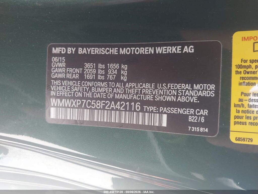 WMWXP7C58F2A42116 2015 MINI HARDTOP photo no. 9