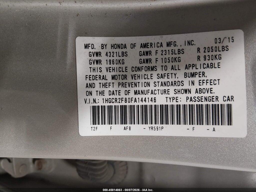 1HGCR2F80FA144146 2015 HONDA ACCORD photo no. 9