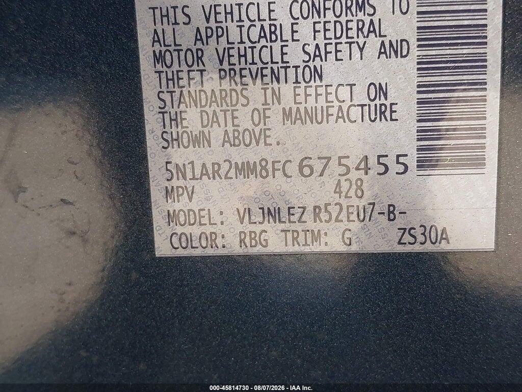 5N1AR2MM8FC675455 2015 NISSAN PATHFINDER photo no. 9