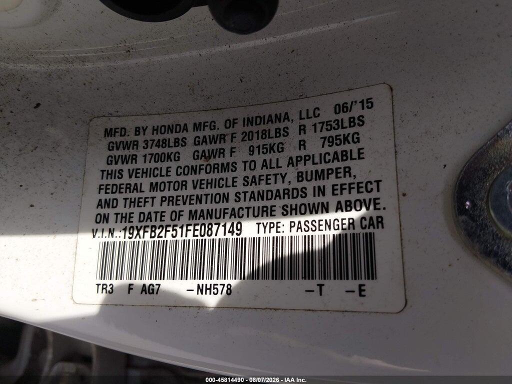 19XFB2F51FE087149 2015 HONDA CIVIC photo no. 8