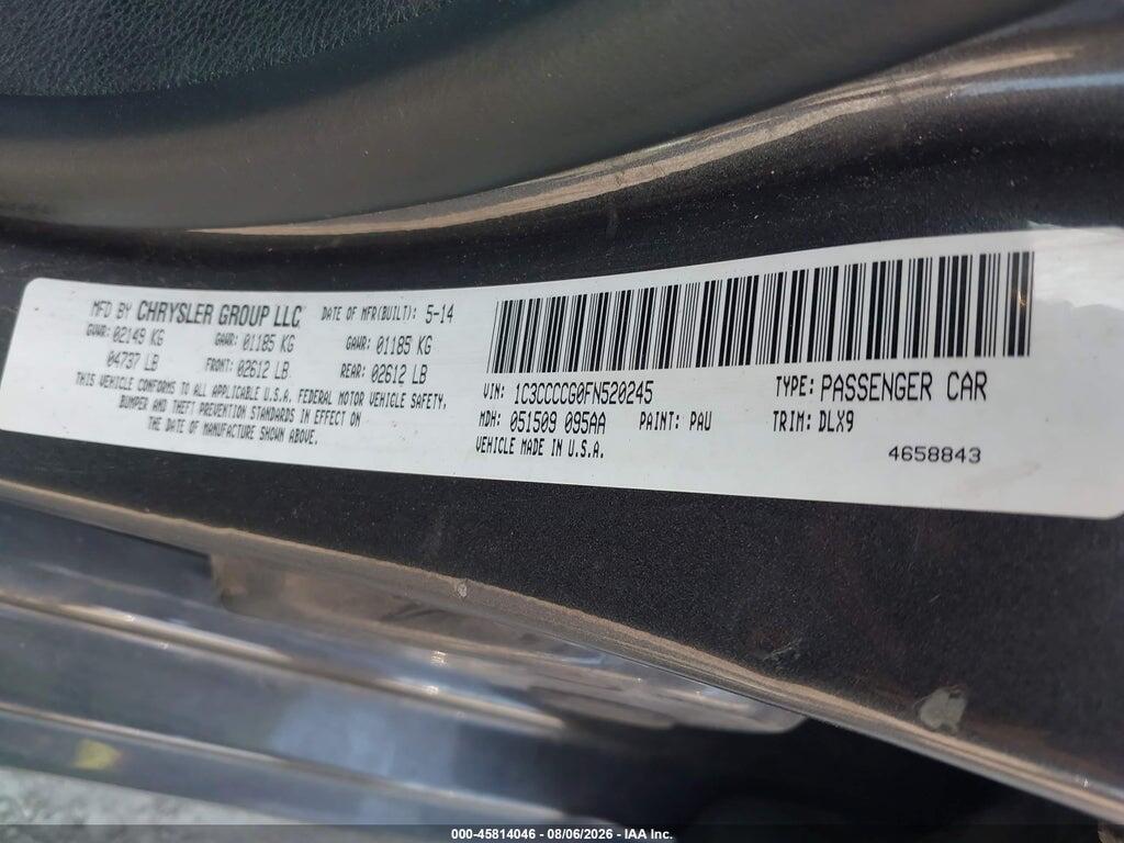1C3CCCCG0FN520245 2015 CHRYSLER 200 photo no. 9