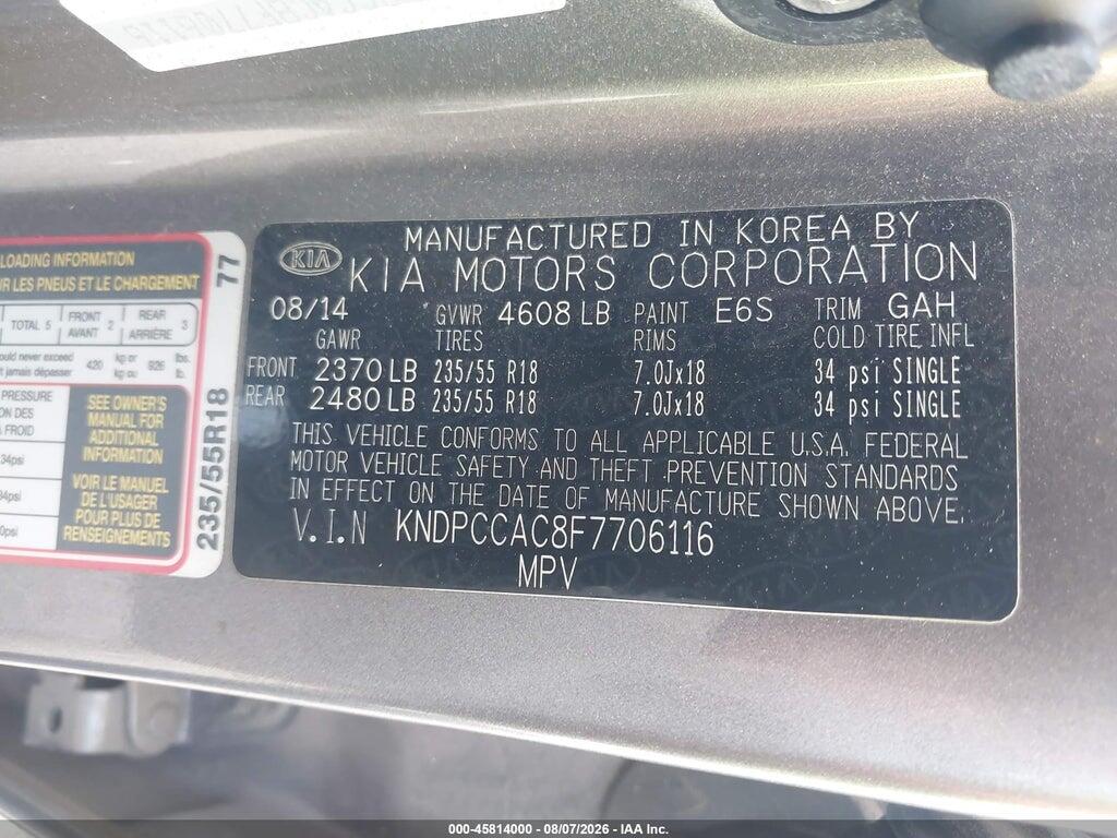 KNDPCCAC8F7706116 2015 KIA SPORTAGE photo no. 9