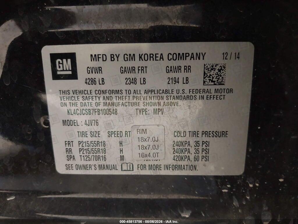 KL4CJCSB7FB100548 2015 BUICK ENCORE photo no. 9