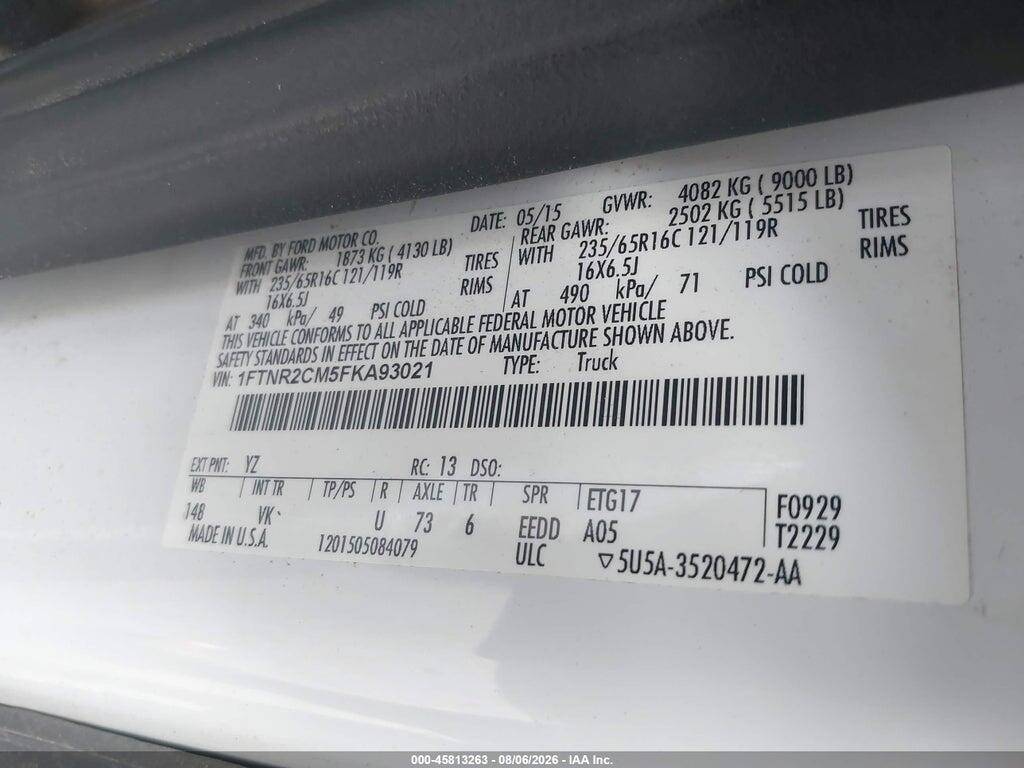 1FTNR2CM5FKA93021 2015 FORD TRANSIT-250 photo no. 9