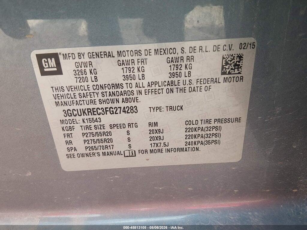 3GCUKREC3FG274283 2015 CHEVROLET SILVERADO 1500 photo no. 9