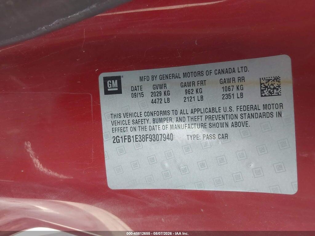 2G1FB1E38F9307940 2015 CHEVROLET CAMARO photo no. 9