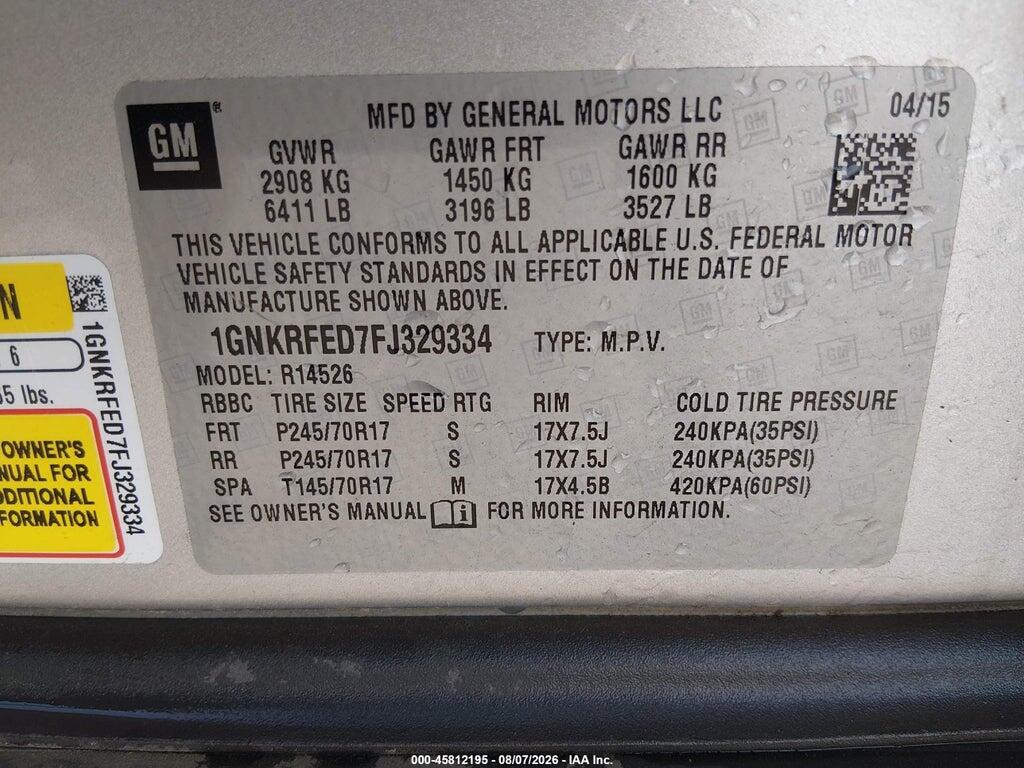 1GNKRFED7FJ329334 2015 CHEVROLET TRAVERSE photo no. 9