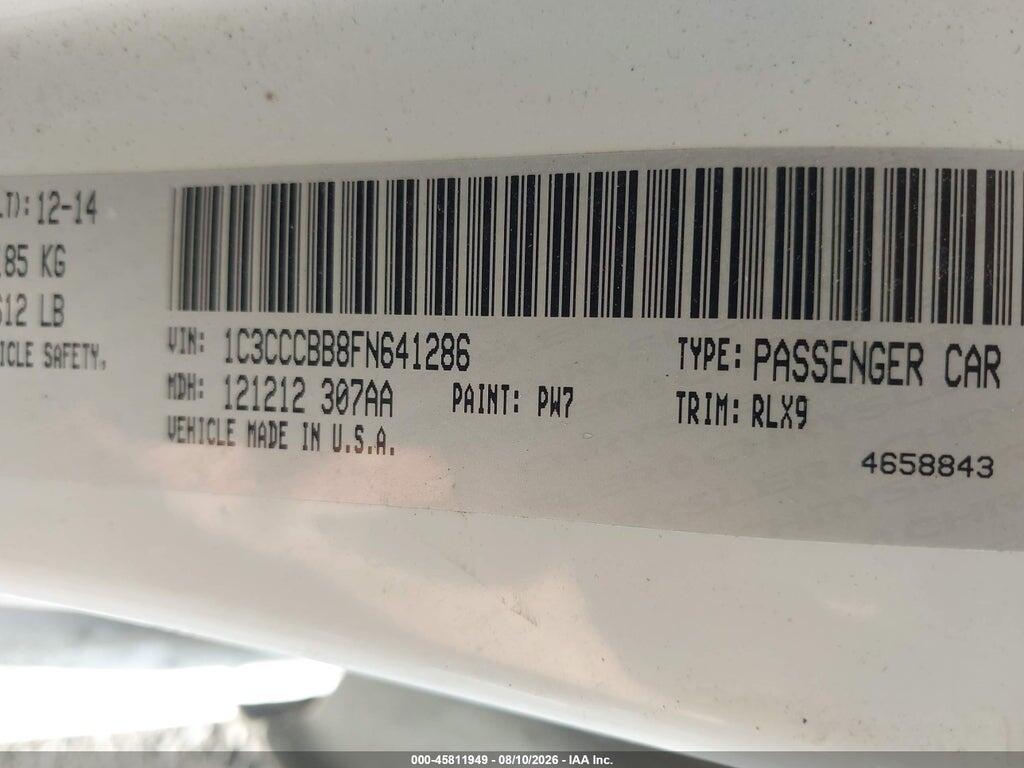 1C3CCCBB8FN641286 2015 CHRYSLER 200 photo no. 9