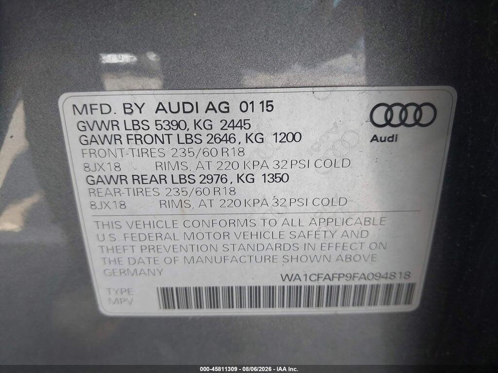 WA1CFAFP9FA094818 2015 AUDI Q5 photo no. 9