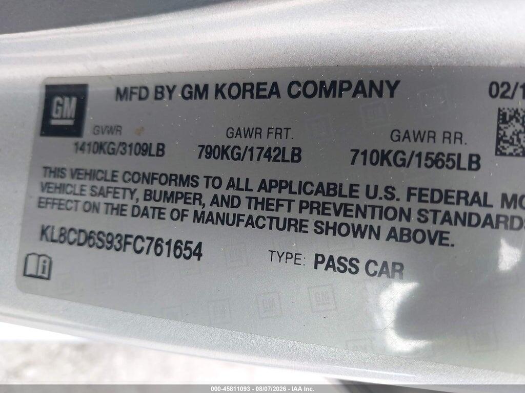 KL8CD6S93FC761654 2015 CHEVROLET SPARK photo no. 9