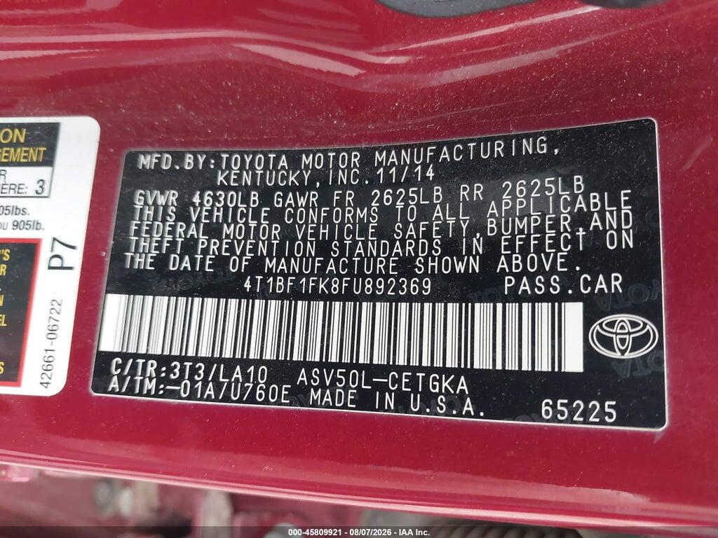 4T1BF1FK8FU892369 2015 TOYOTA CAMRY photo no. 9