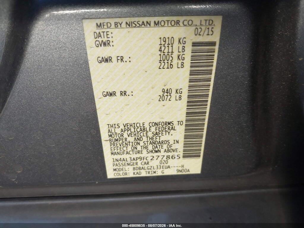 1N4AL3AP9FC277865 2015 NISSAN ALTIMA photo no. 9