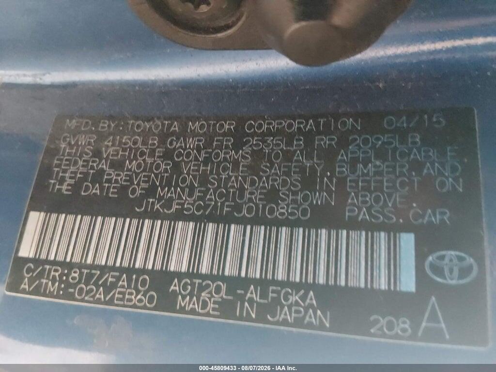 JTKJF5C71FJ010850 2015 SCION TC photo no. 9