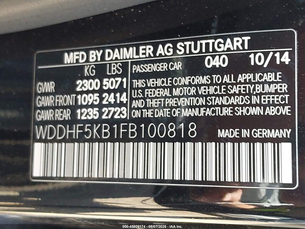 WDDHF5KB1FB100818 2015 MERCEDES-BENZ E photo no. 9