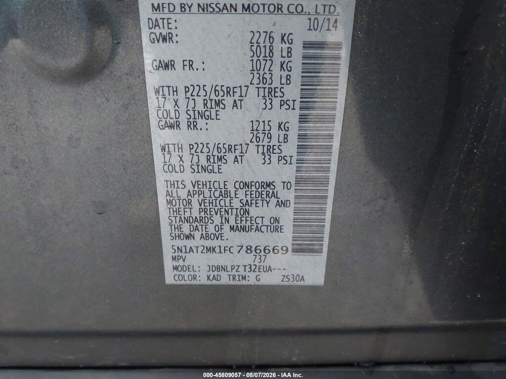 5N1AT2MK1FC786669 2015 NISSAN ROGUE photo no. 9