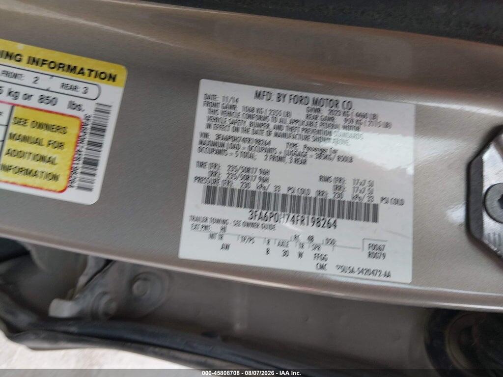 3FA6P0H74FR198264 2015 FORD FUSION photo no. 9