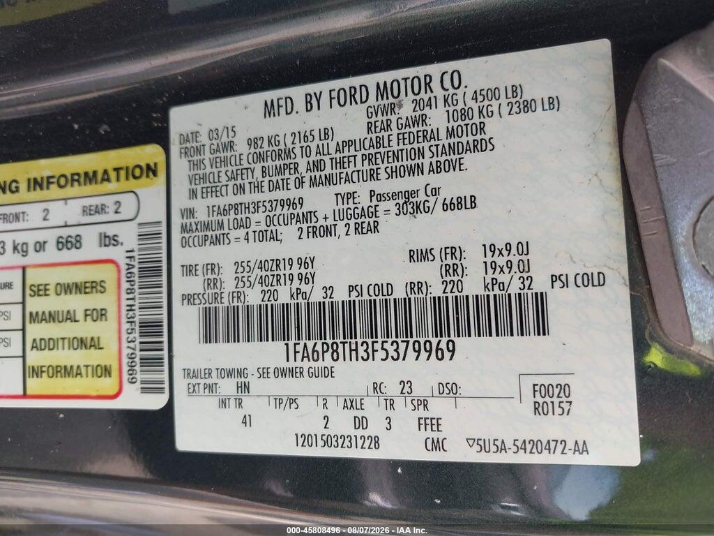1FA6P8TH3F5379969 2015 FORD MUSTANG photo no. 9