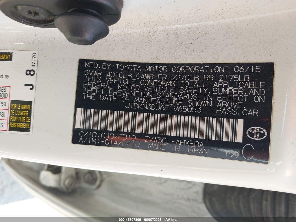 JTDKN3DU6F1965053 2015 TOYOTA PRIUS photo no. 9