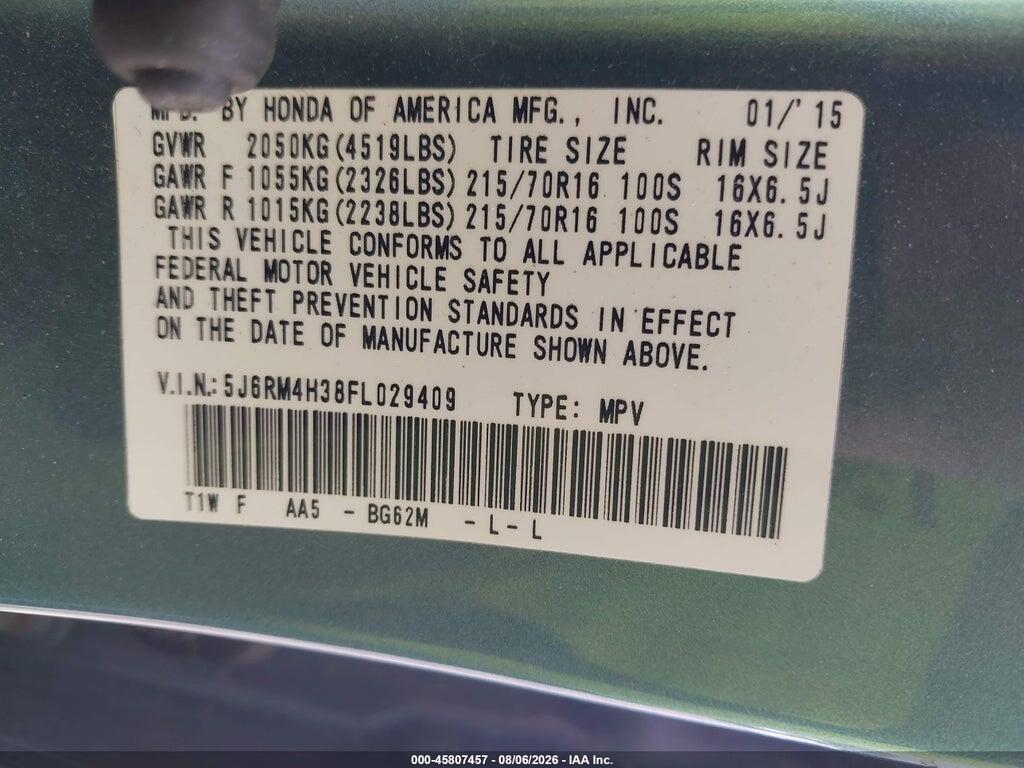 5J6RM4H38FL029409 2015 HONDA CR-V photo no. 9